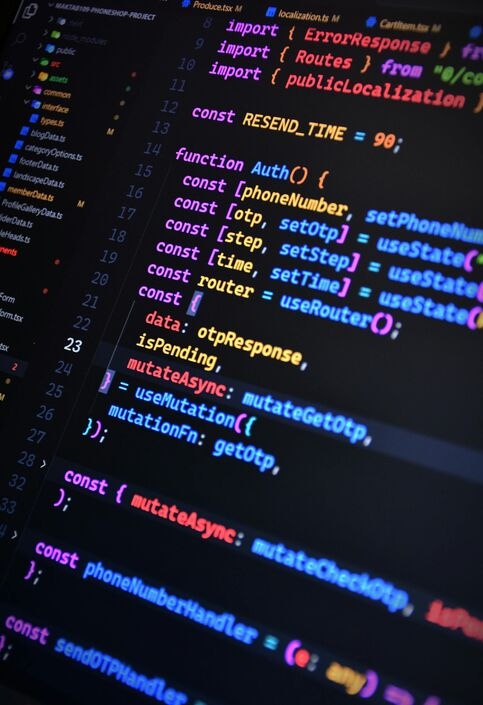 A close-up of colorful JavaScript code on a screen