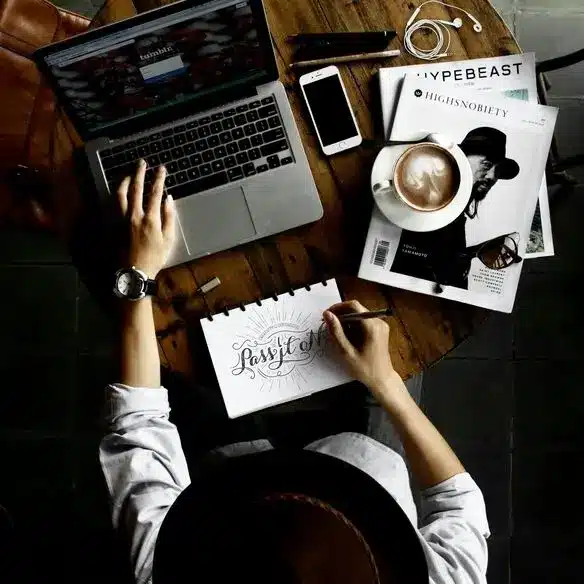 a person using a sketchpad