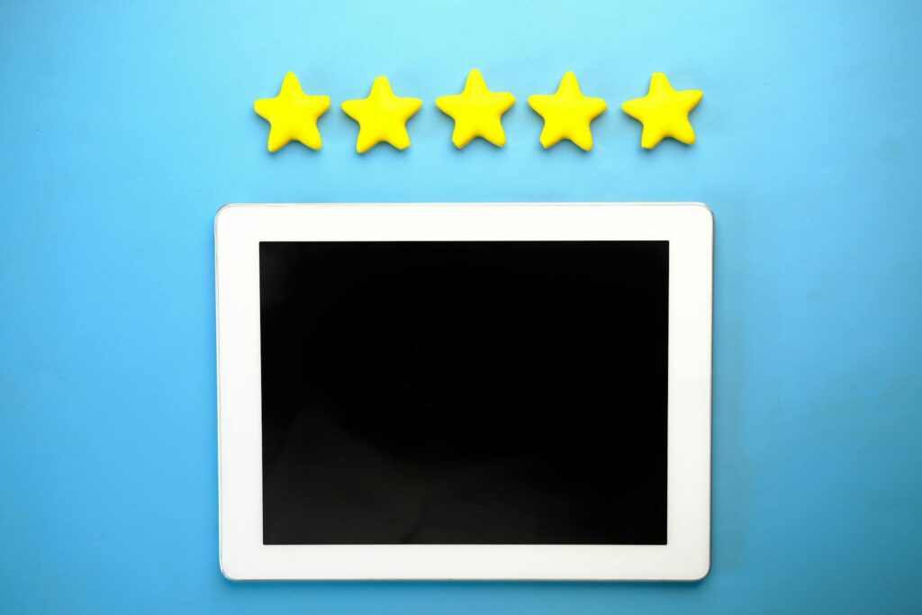 A photo of five stars over blackboard