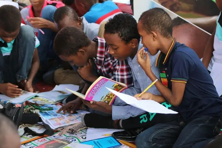 Children reading and learning