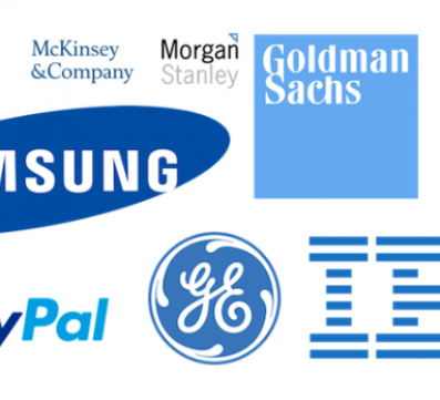 Logos of core brands that use the colour blue